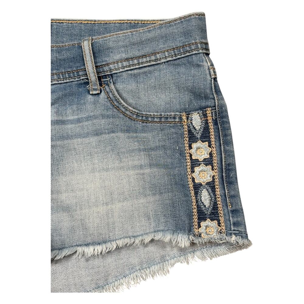 Hollister Low Rise Short Shorts Denim Women's 9/29 Embroidered Y2K Cuttoff Boho - Picture 3 of 8